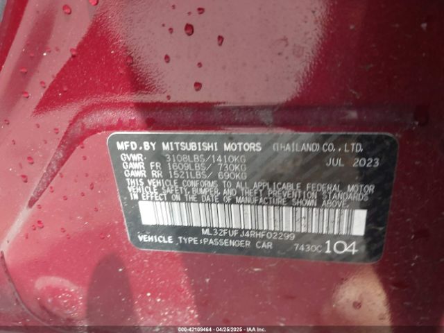 ML32FUFJ4RHF02299 Mitsubishi Mirage G4 Es