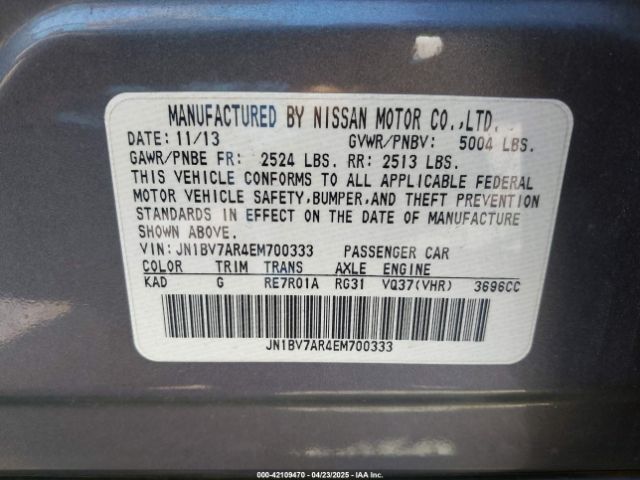 JN1BV7AR4EM700333 Infiniti Q50 Premium