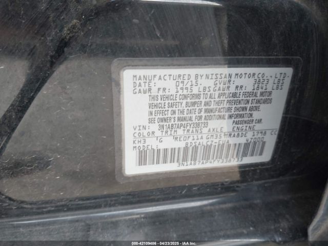 3N1AB7AP4FY338733 Nissan SENTRA S