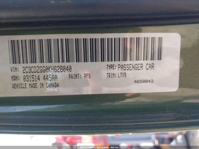 2C3CDZGG0KH628040 Dodge Challenger Sxt Awd