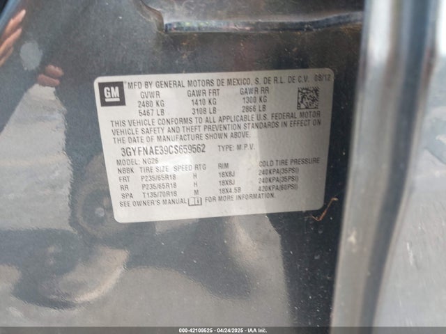 2012 CADILLAC SRX 3GYFNAE39CS659562 Photo 8