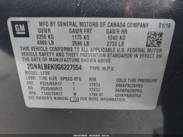 2GNALBEK0G6227554 Chevrolet lea - e85 max, aluminum