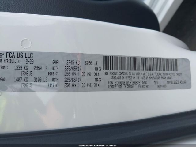2C4RDGEG2LR168839 Dodge Grand Caravan Gt
