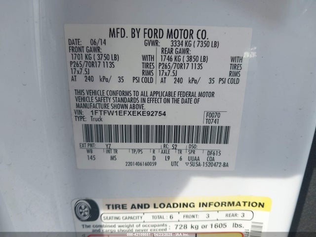 1FTFW1EFXEKE92754 Ford F-150 Xlt