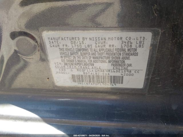 3N1CN7AP0FL904769 Nissan Versa 1.6 Sv
