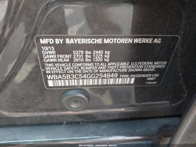 WBA5B3C54GG254849 BMW 535i Xdrive