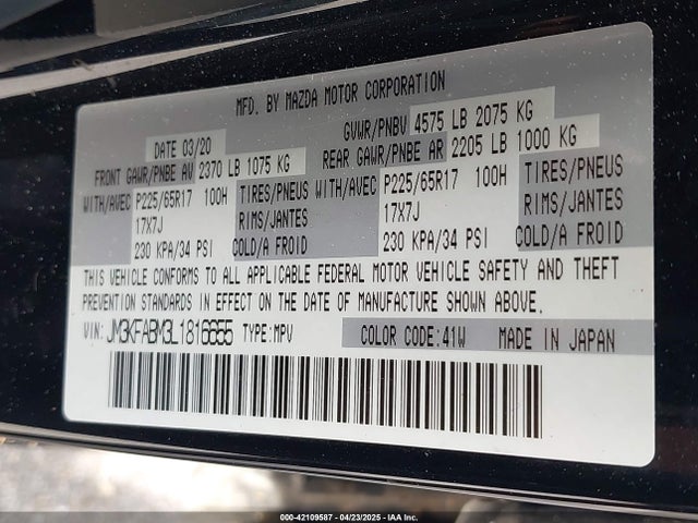 JM3KFABM3L1816655 Mazda py cylinder deactivation