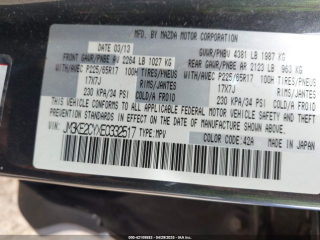 JM3KE2CYXE0332517 Mazda Cx-5 Touring