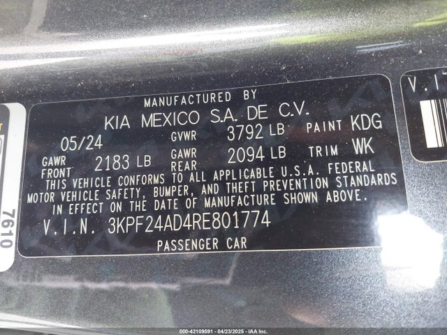3KPF24AD4RE801774 KIA mpi nu