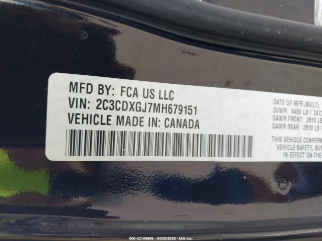 2C3CDXGJ7MH679151 Dodge Charger Scat Pack Rwd