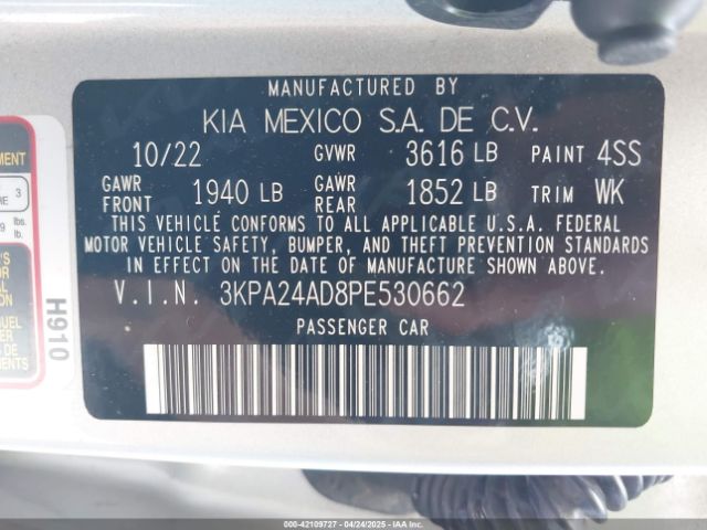 3KPA24AD8PE530662 KIA RIO LX