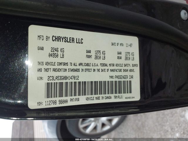 2008 CHRYSLER 300 2C3LA53G08H147012 Photo 8