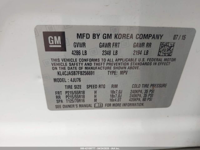 KL4CJASB7FB256691 Buick Encore