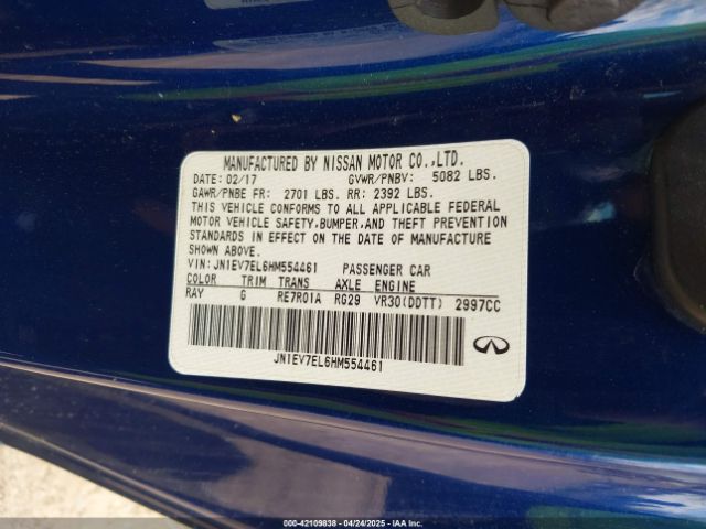 JN1EV7EL6HM554461 Infiniti Q60 3.0t Premium