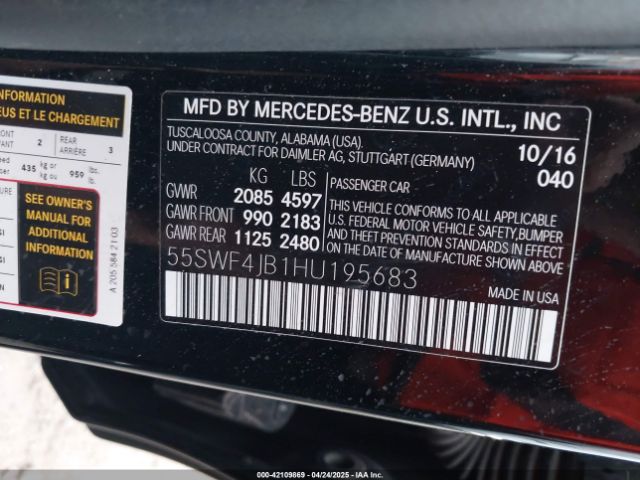 55SWF4JB1HU195683 Mercedes-Benz C 300 Luxury/sport