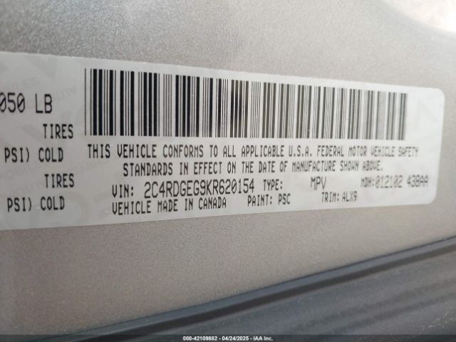2019 DODGE GRAND CARAVAN 2C4RDGEG9KR620154 Photo 8