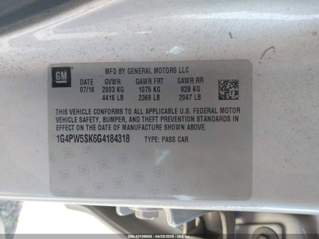 1G4PW5SK6G4184318 Buick Verano Sport Touring Group