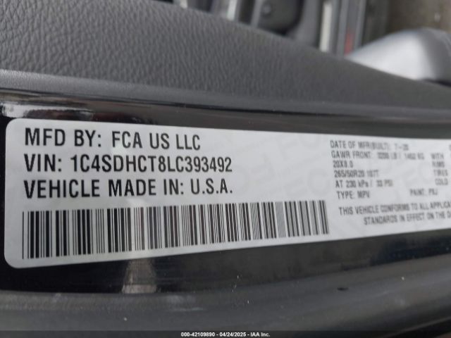 1C4SDHCT8LC393492 Dodge Durango R/t Rwd