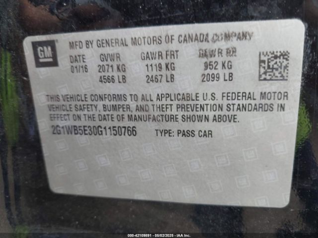 2G1WB5E30G1150766 Chevrolet Impala Limited Lt