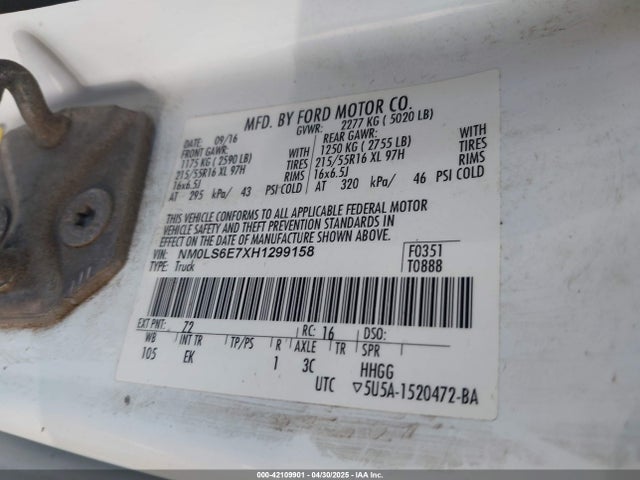 NM0LS6E7XH1299158 Ford Transit Connect Xl
