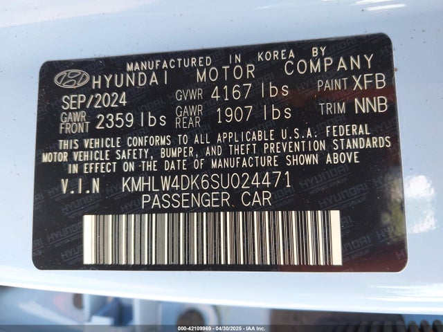KMHLW4DK6SU024471 Hyundai ELANTRA N