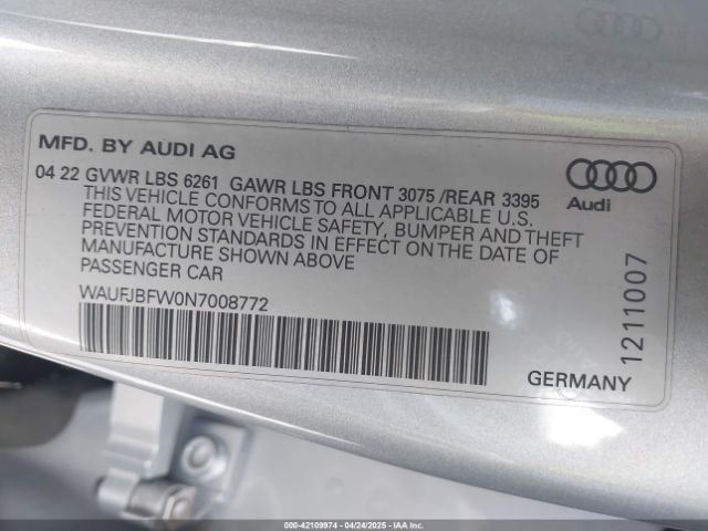 WAUFJBFW0N7008772 Audi E-tron Gt Premium Plus Quattro
