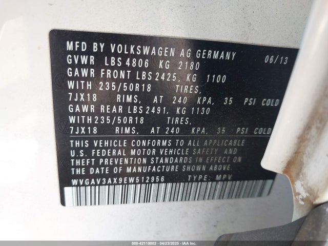 WVGAV3AX9EW512956 Volkswagen 2014