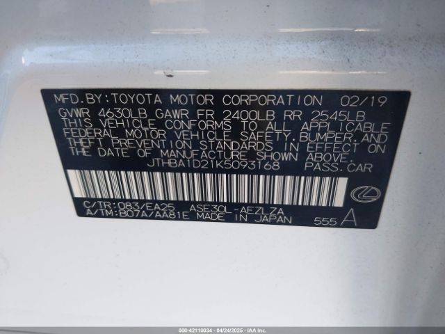 2019 LEXUS IS 300 JTHBA1D21K5093168 Photo 8