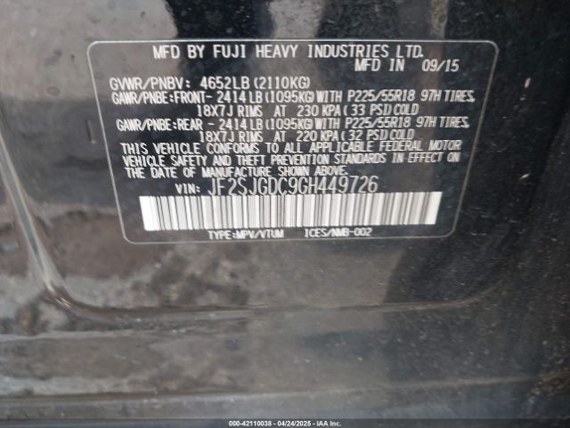 JF2SJGDC9GH449726 Subaru Forester 2.0xt Premium