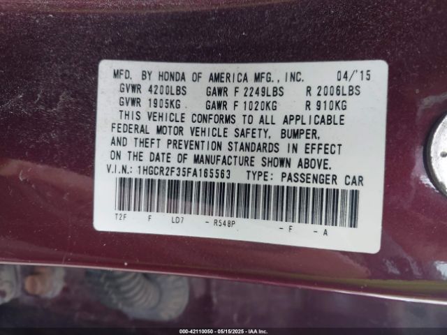1HGCR2F35FA165563 Honda ACCORD LX