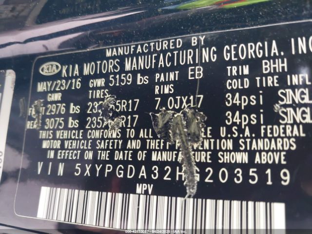 5XYPGDA32HG203519 KIA 2017