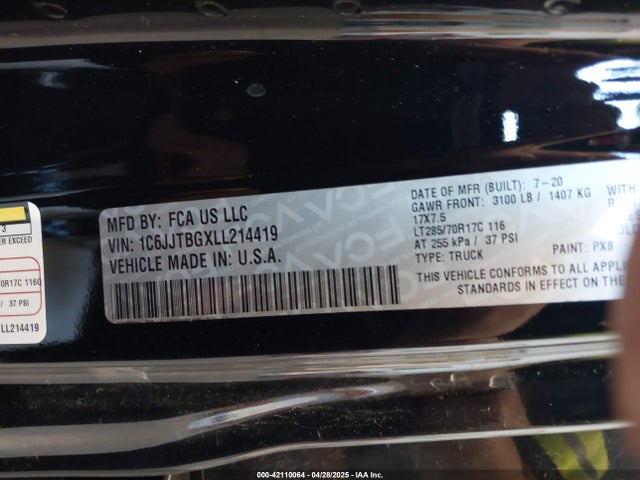 1C6JJTBGXLL214419 Jeep 2020