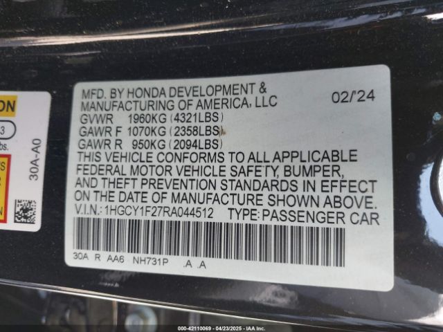 2024 HONDA ACCORD 1HGCY1F27RA044512 Photo 8