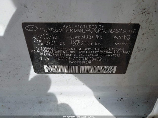 5NPDH4AE7FH629472 Hyundai ELANTRA SE