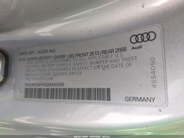 WAUM2AFH4GN004366 Audi A5 2.0t Premium