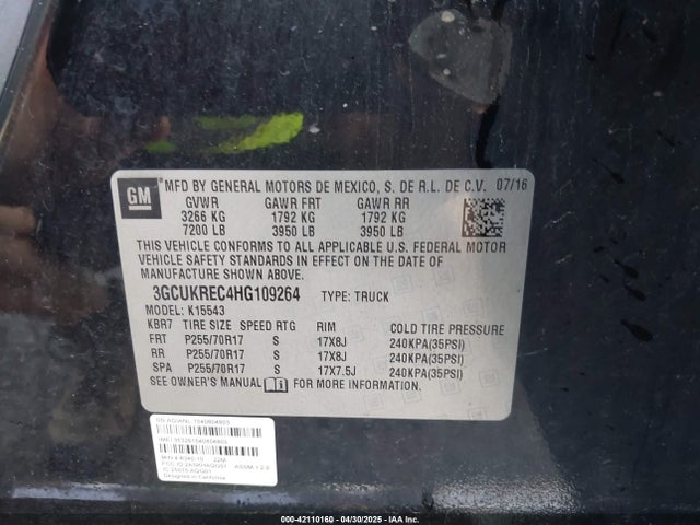 3GCUKREC4HG109264 Chevrolet Silverado 1500 1lt