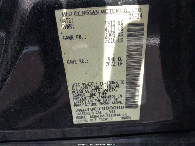 1N4AL3AP0EC900000 Nissan Altima 2.5 S