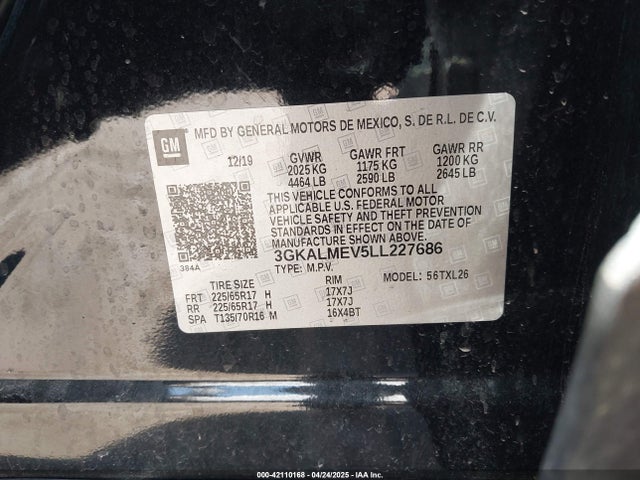 3GKALMEV5LL227686 GMC Terrain Fwd Sle