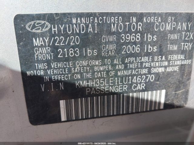 KMHH35LE1LU146270 Hyundai ELANTRA GT