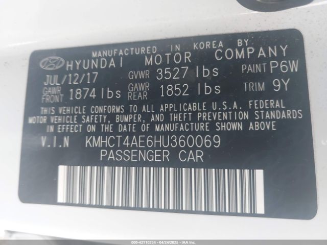 KMHCT4AE6HU360069 Hyundai ACCENT SE