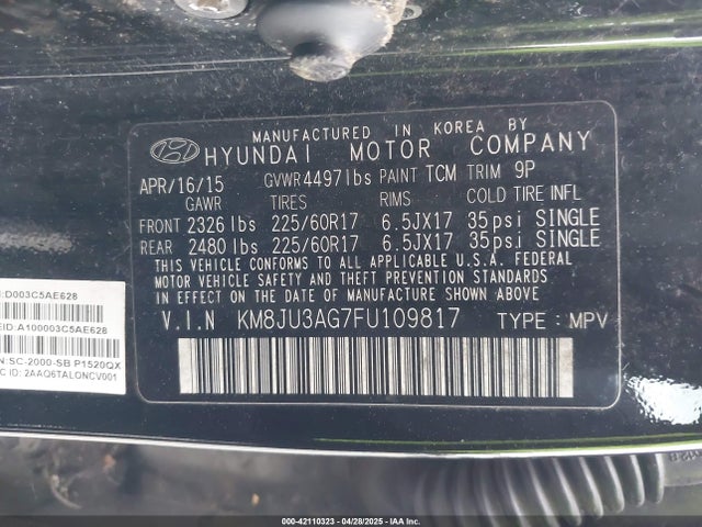 KM8JU3AG7FU109817 Hyundai TUCSON SE