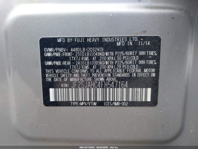 JF2SJAHC4FH547164 Subaru Forester 2.5i Limited