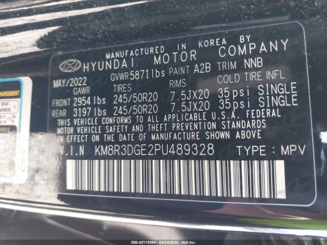 KM8R3DGE2PU489328 Hyundai Palisade Xrt