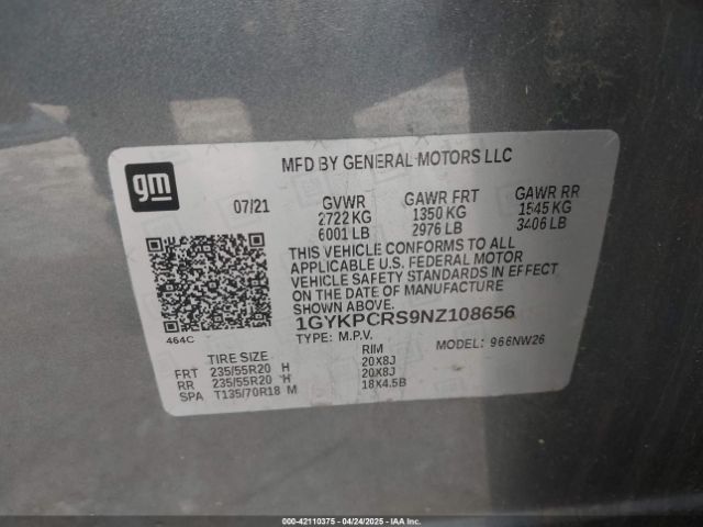 2022 CADILLAC XT6 1GYKPCRS9NZ108656 Photo 8