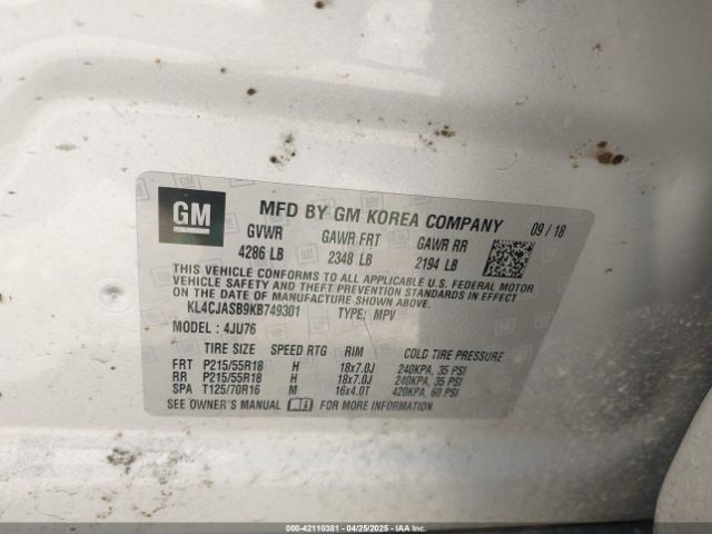KL4CJASB9KB749301 Buick Encore Fwd Preferred
