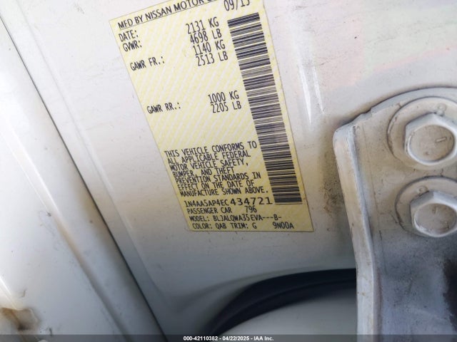 Nissan Maxima 3.5 S 2014 1N4AA5AP4EC434721 Image 9
