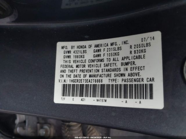 1HGCR2E73EA278866 Honda ACCORD EX