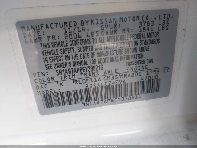 Nissan SENTRA S 2014 3N1AB7AP8EY338216 Image 9