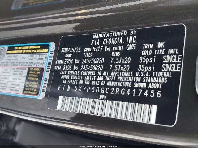 5XYP5DGC2RG417456 KIA Telluride Sx