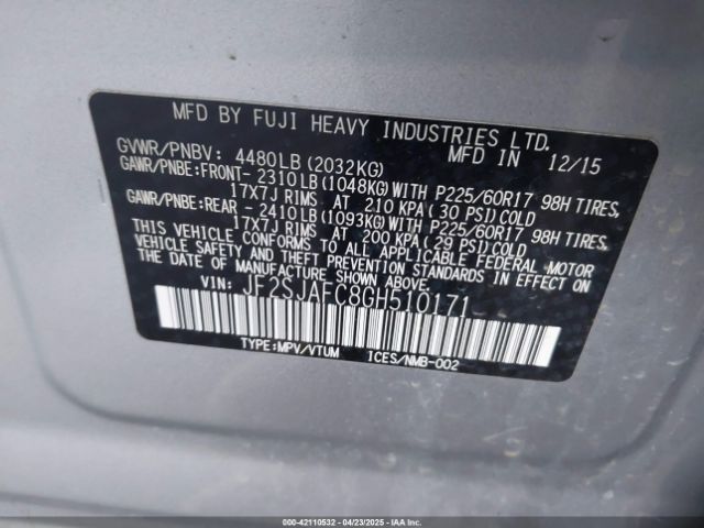 JF2SJAFC8GH510171 Subaru Forester 2.5i Premium